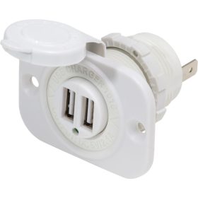   Blue Sea Systems 12/24VDC Dual USB Charger 5V 2.1A Socket White (Bulk) (5db), (USB töltő)