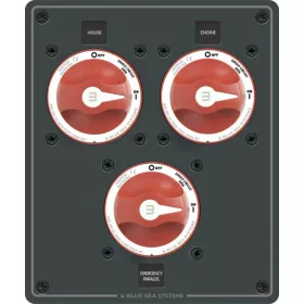 Blue Sea Systems Panel DC Battery Management Dual Bank With Emergency Cross Connect Incl 3x6006