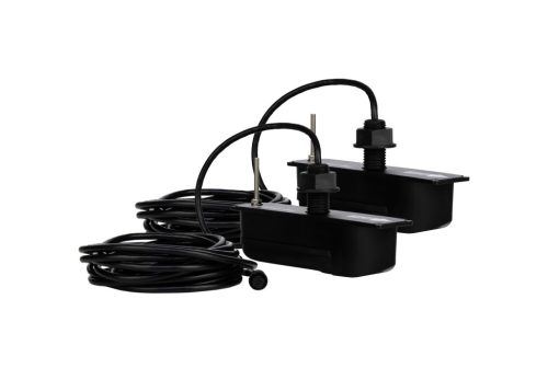 Raymarine Pair of HV-300 HyperVision Plastic Through Hull Transducers with fairing block to be cut from 0-25° including Y-Cable and 4m-extension cable